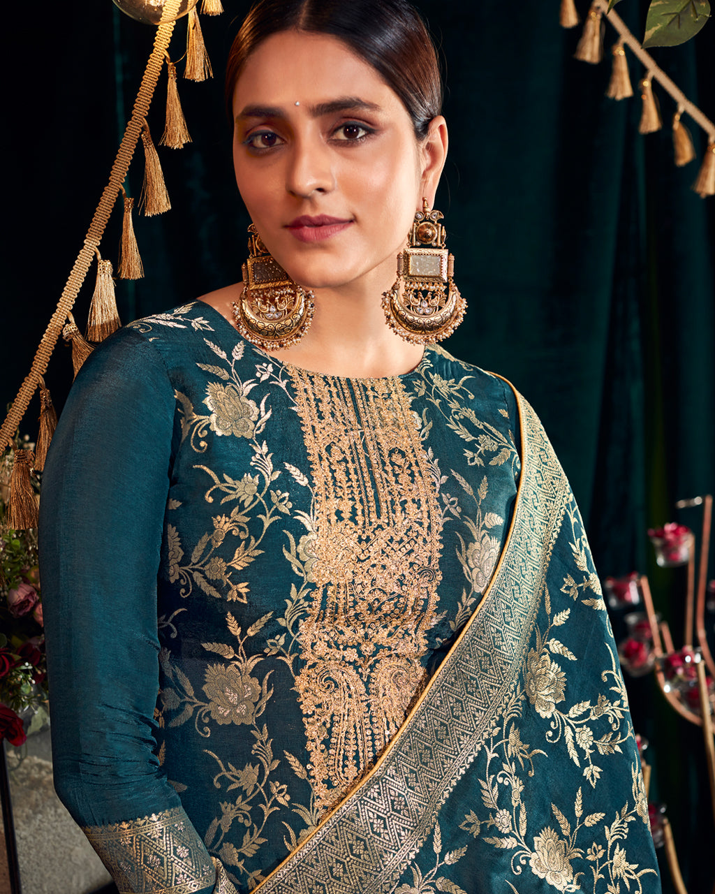 Firmament Blue Premium Unstitched Dress Material