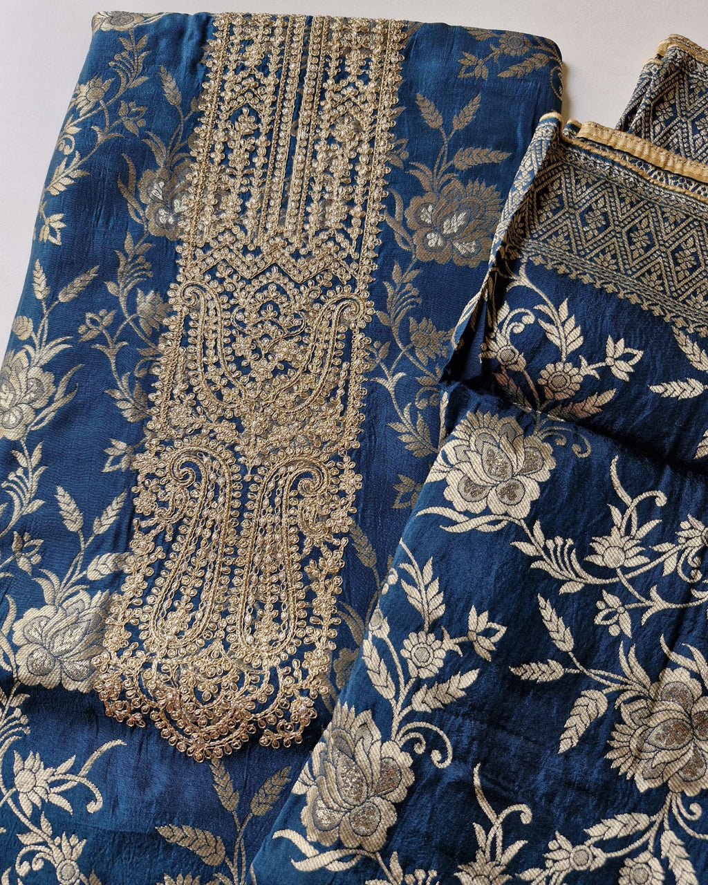 Firmament Blue Premium Unstitched Dress Material