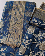 Firmament Blue Premium Unstitched Dress Material