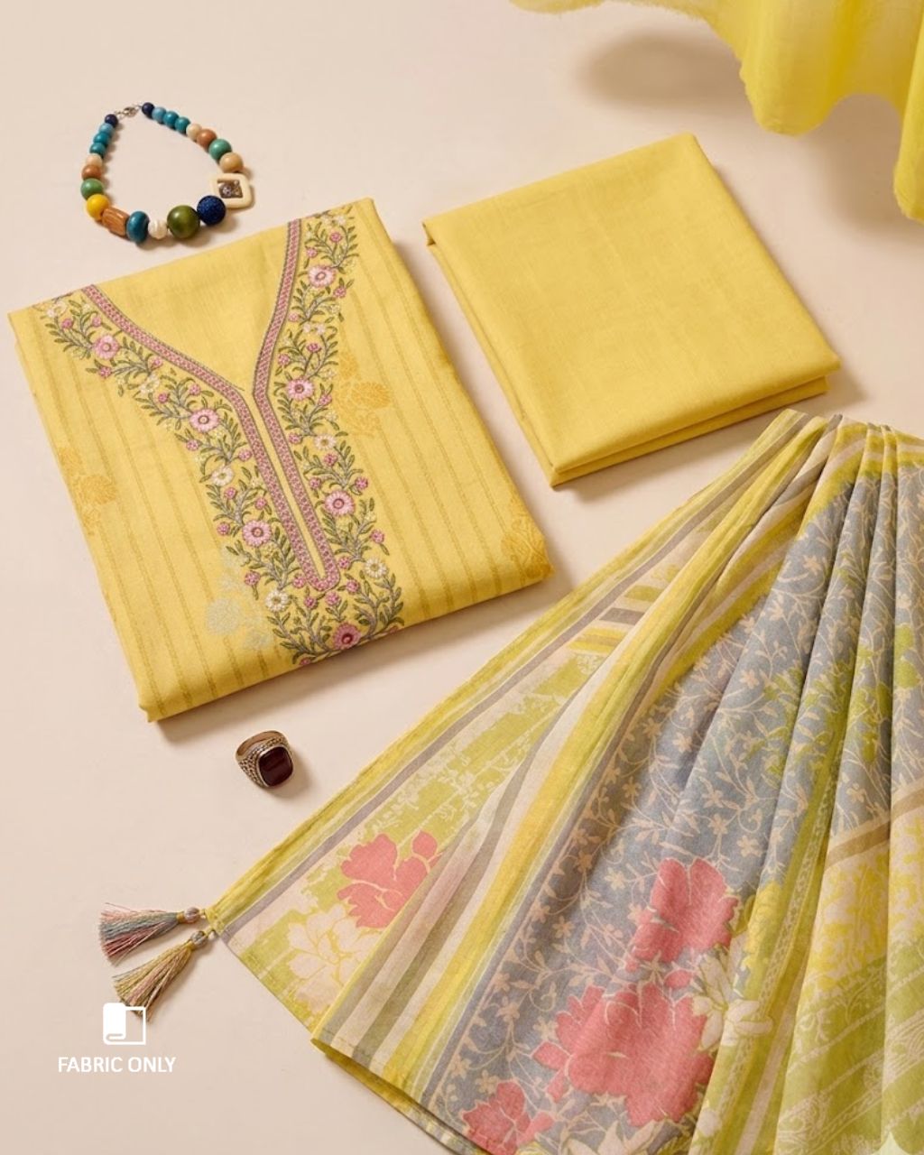 Arylide Yellow Muslin Digital Print Embroidered Bloom Story