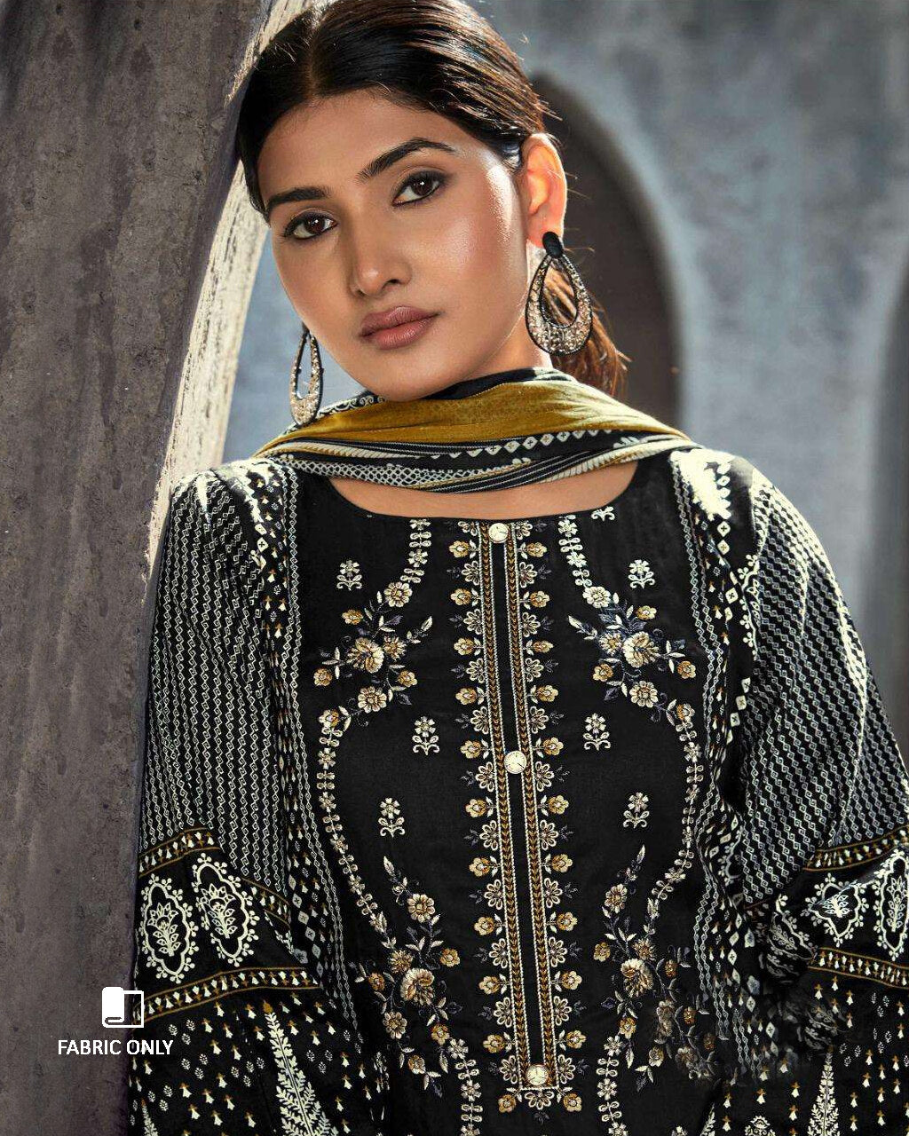 Black Metal Jam Satin Digital Print Unstitched Dress Material