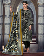 Black Metal Jam Satin Digital Print Unstitched Dress Material