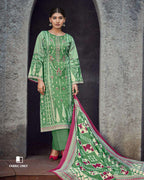 Adventurine Green Jam Satin Digital Print Unstitched Dress Material