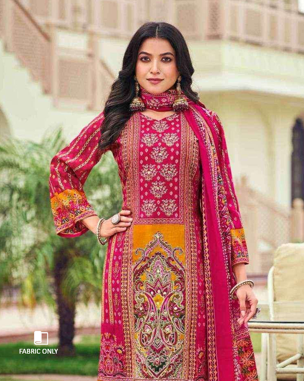 Debian Red Modal Viscose Muslin Silk Unstitched Dress Material