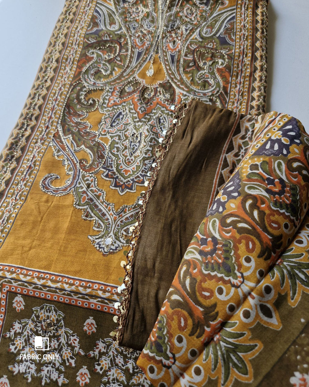 Spicy Mustard Green Modal Viscose Muslin Silk Unstitched Dress Material