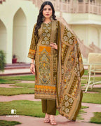 Spicy Mustard Green Modal Viscose Muslin Silk Unstitched Dress Material