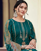 Dark Side Green Viscose Lawn Cotton Digital Print Unstitched Dress Material