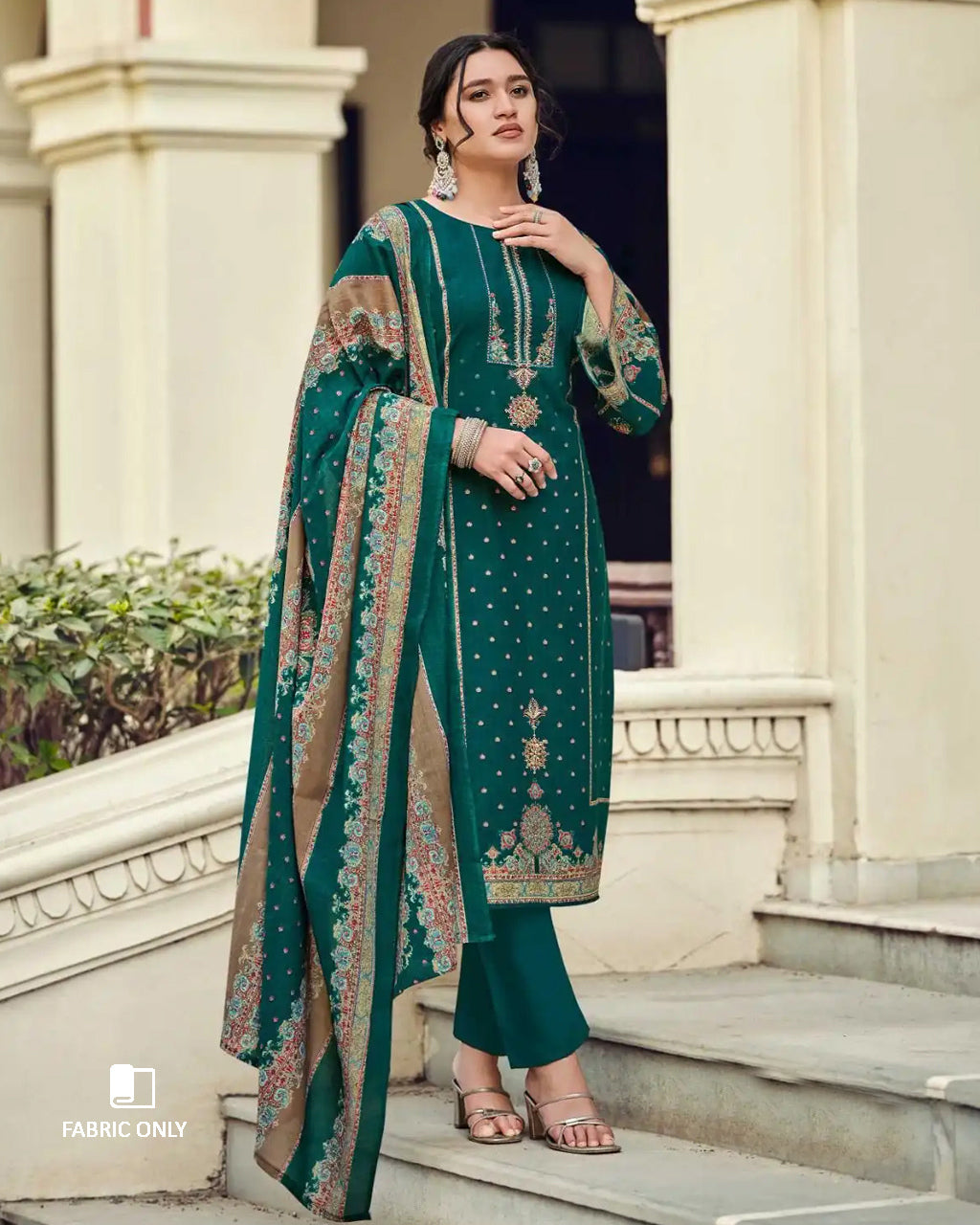 Dark Side Green Viscose Lawn Cotton Digital Print Unstitched Dress Material