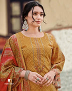 Thai Mango Orange Viscose Lawn Cotton Digital Print Unstitched Dress Material