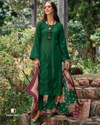 Greasy Greens Fantastic Pashmina Designer Applique Work Unstitched Dress Material