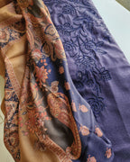 Aurora Splendor Blue Pashmina Designer Applique Work Unstitched Dress Material