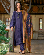 Aurora Splendor Blue Pashmina Designer Applique Work Unstitched Dress Material