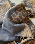 Ship Grey Digital Printed Pashmina Mirror Work Unstitched Dress Material