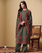 Eclipse Green Digital Printed Pashmina Pitaa And Mirror Work Unstitched Dress Material