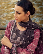 Azuki Bean Pink Jam Cotton Unstitched Dress Material