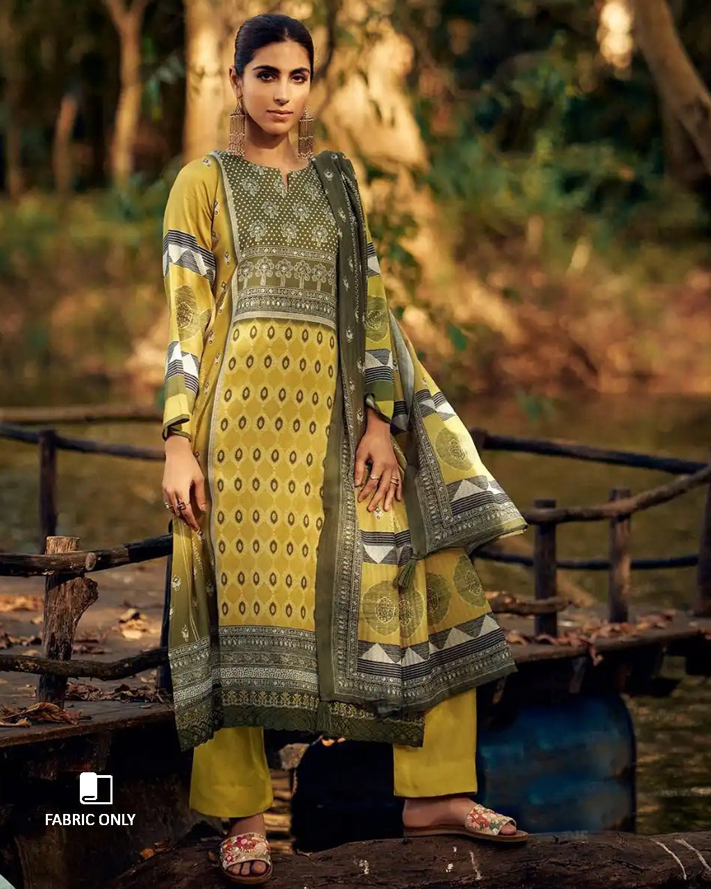 Mulgore Mustard Yellow Jam Cotton Unstitched Dress Material