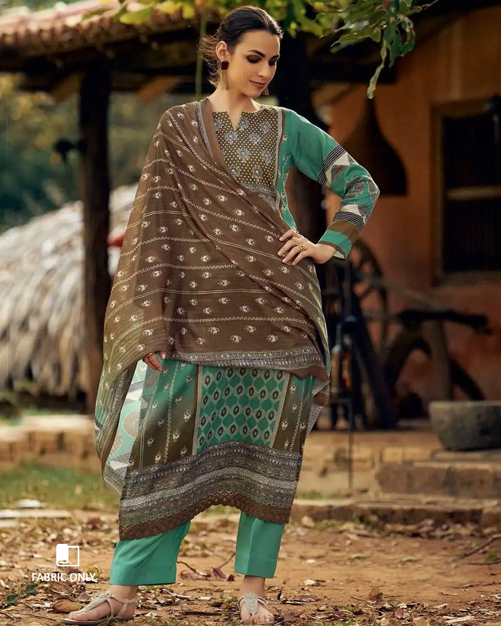 Verdant Green Jam Cotton Unstitched Dress Material