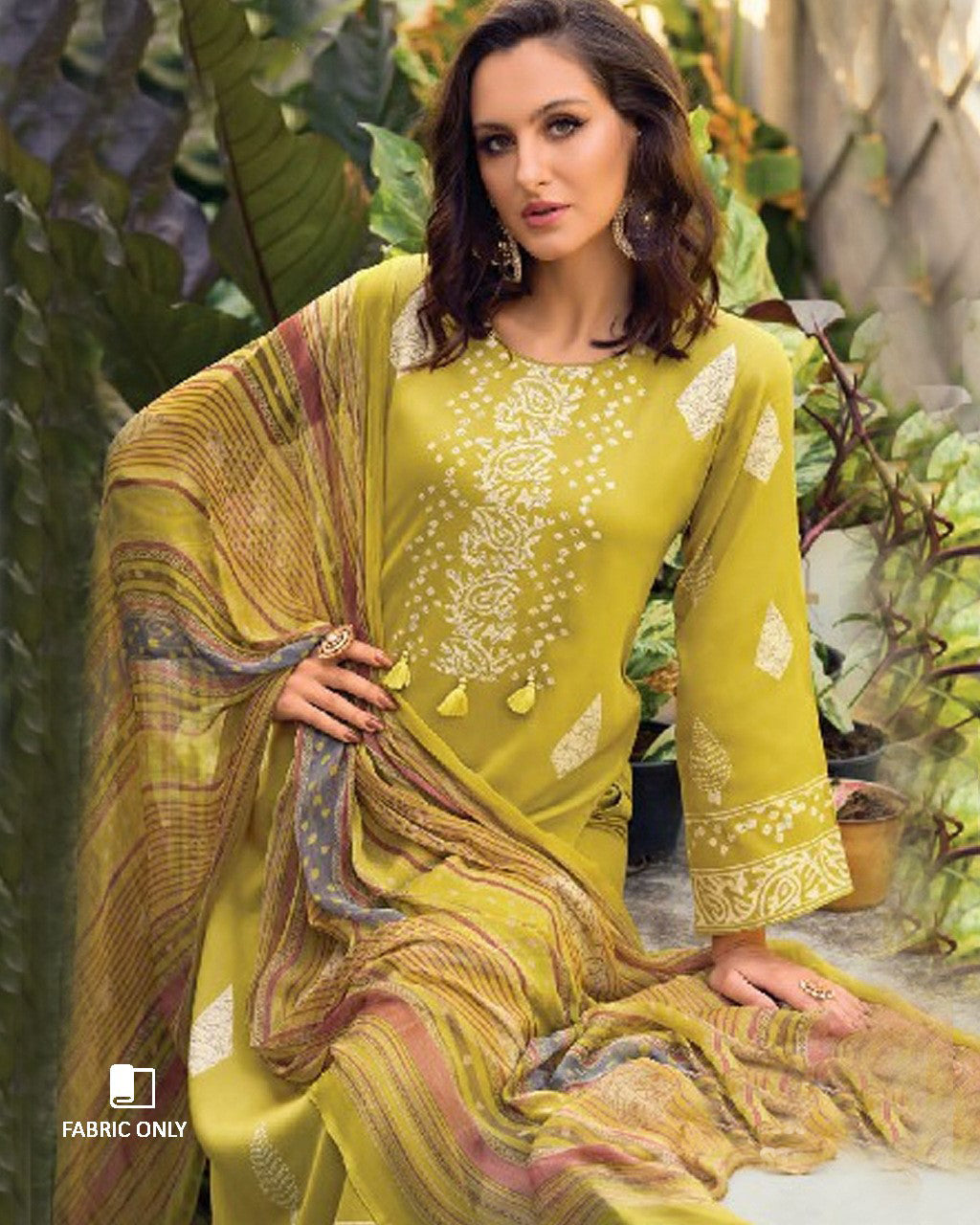 Blockchain Gold Jam Cotton & Bemberg Chiffon Unstitched Dress Material