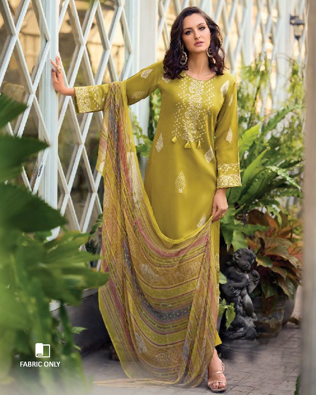 Blockchain Gold Jam Cotton & Bemberg Chiffon Unstitched Dress Material