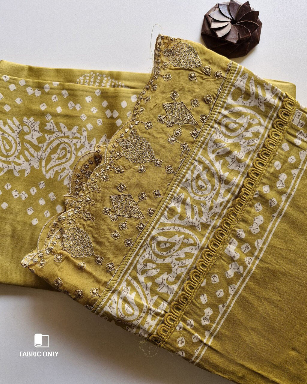 Blockchain Gold Jam Cotton & Bemberg Chiffon Unstitched Dress Material