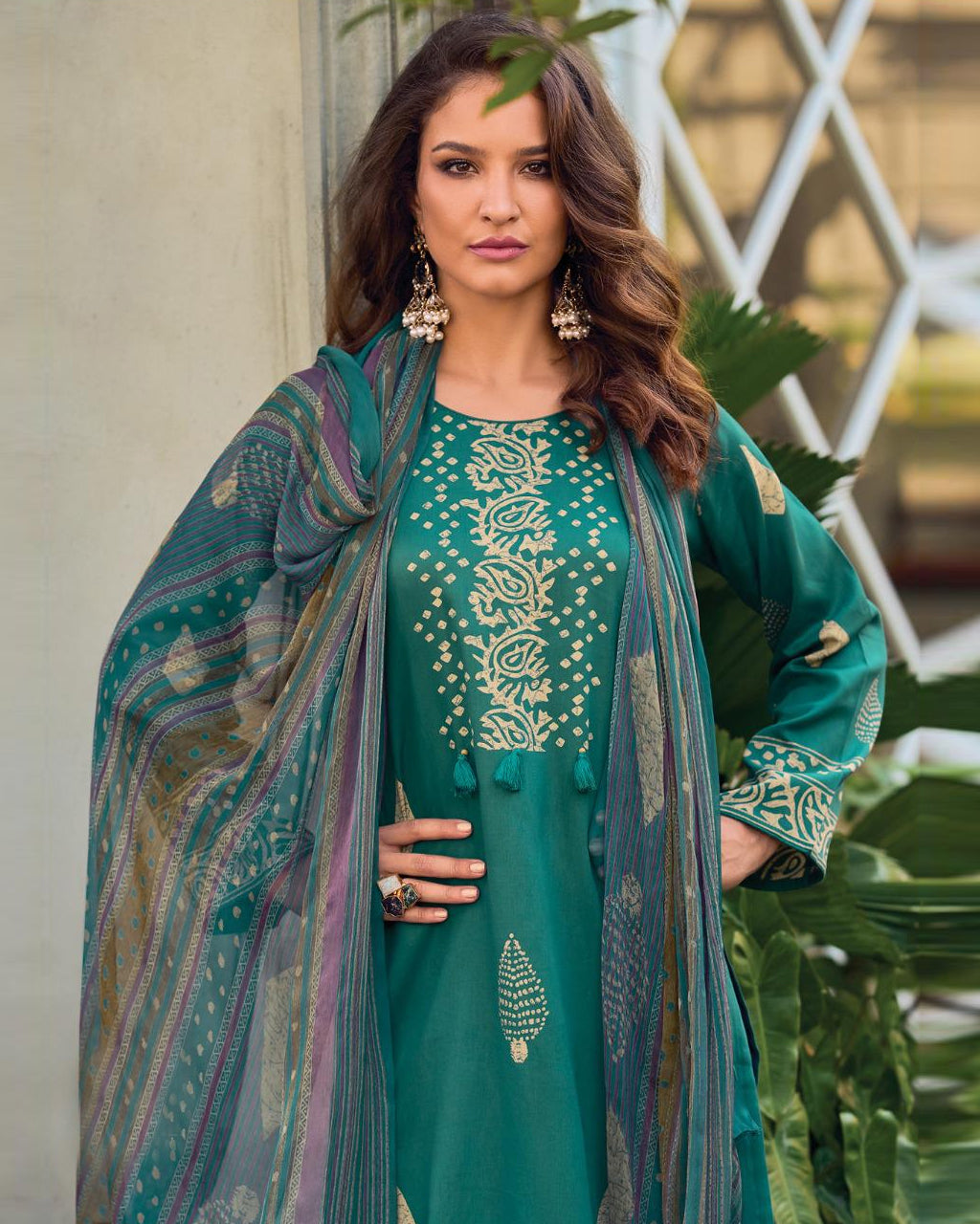 Surfie Green Jam Cotton & Bemberg Chiffon Blend of Grace