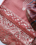 Deep Chestnut Brown Jam Cotton & Bemberg Chiffon Unstitched Dress Material