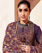 Berry Wine Purple Bemberg Muslin Silk Khatli Embellished Regal Set