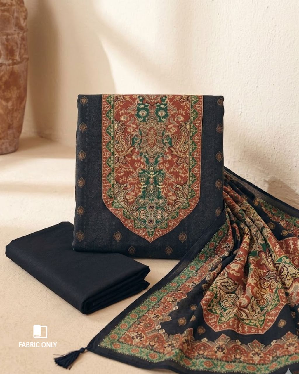 Piano Black Jaam Cotton Khatli Handcrafted Noir Edit