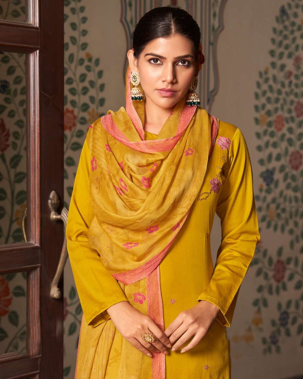 Elysium Gold Jam Satin Bemberg Dupatta Modern Palette