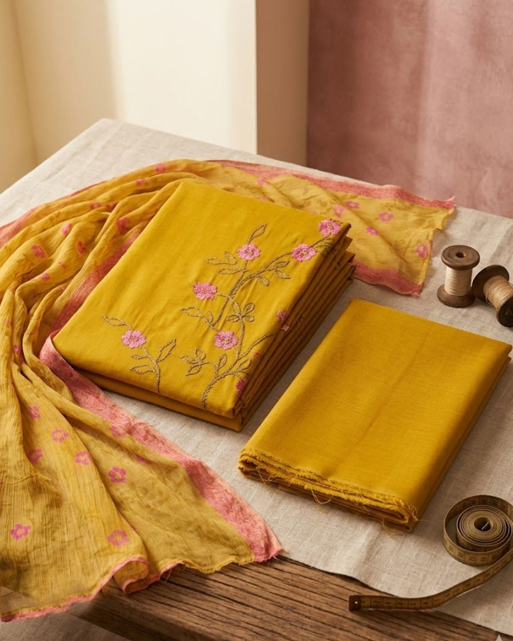Elysium Gold Jam Satin Bemberg Dupatta Modern Palette