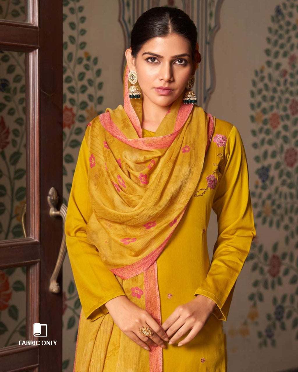 Elysium Gold Jam Satin with Bemberg Dupatta Unstitched Dress Material