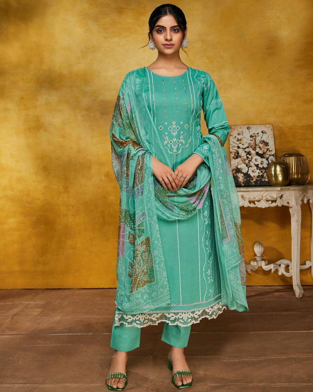 Verdigris Blue Cambric Cotton Digital Artisan Fusion