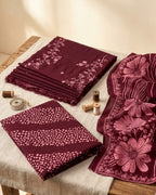 Maroon Oak Rayon Fabric With Sequence Embroidery Work And Daman Lace Perfect Blend