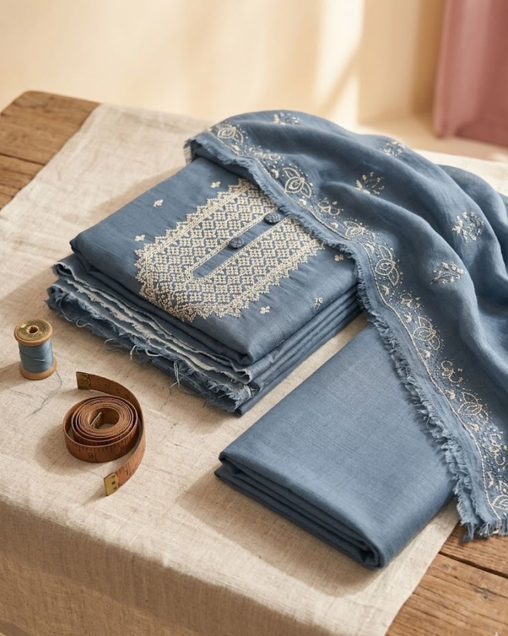 Salon Blue Grey Premium Silk Luxe Classic Wear
