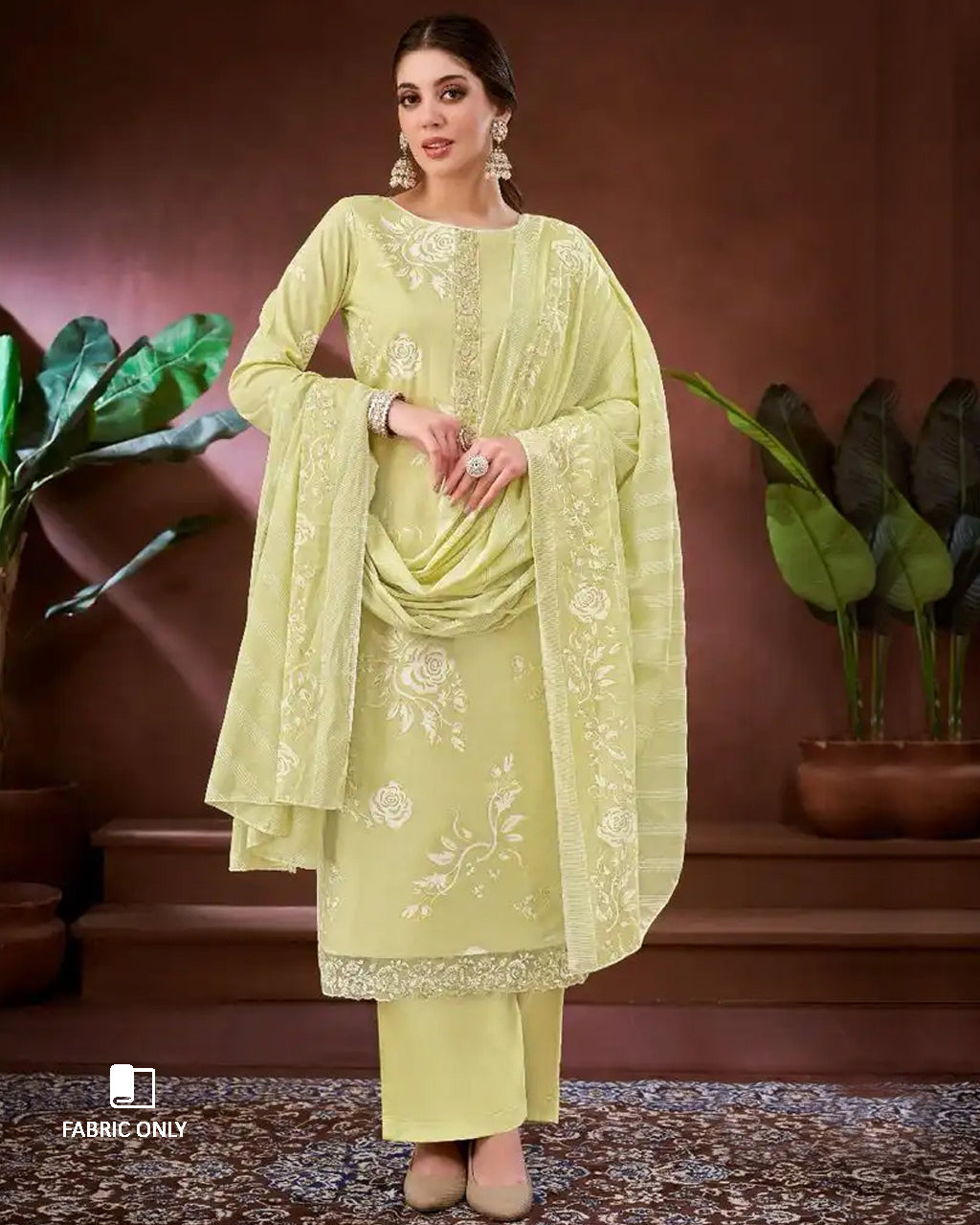 Straw Yellow Lawn Unstitched Dress Material