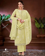 Straw Yellow Lawn Unstitched Dress Material