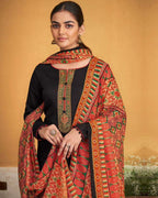 Baltic Sea Black Embroidery Traditional Unstitched Dress Material