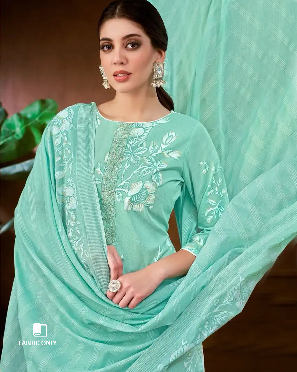 Tropical Trail Blue Lawn Cotton Unstitched Dress Material