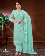 Tropical Trail Blue Lawn Cotton Unstitched Dress Material