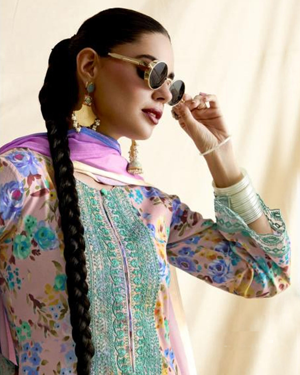 Light Orchid Lawn Cotton Digital Print Refined Elegance
