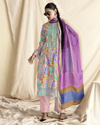 Light Orchid Lawn Cotton Digital Print Refined Elegance
