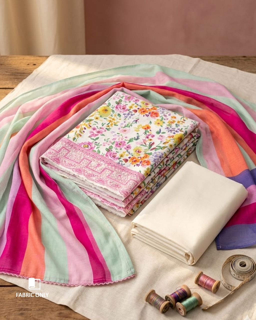 Highlighter Pink Lawn Cotton Digital Print Delicate Charm Collection