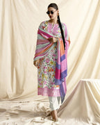 Highlighter Pink Lawn Cotton Digital Print Delicate Charm Collection