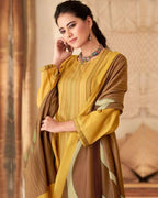 Indian Yellow Digital Printed Pashmina Unstitched Dress Material