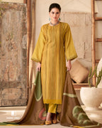 Indian Yellow Digital Printed Pashmina Unstitched Dress Material