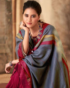 Evil Forces Red Digital Printed Pashmina Unstitched Dress Material