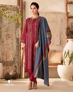 Evil Forces Red Digital Printed Pashmina Unstitched Dress Material