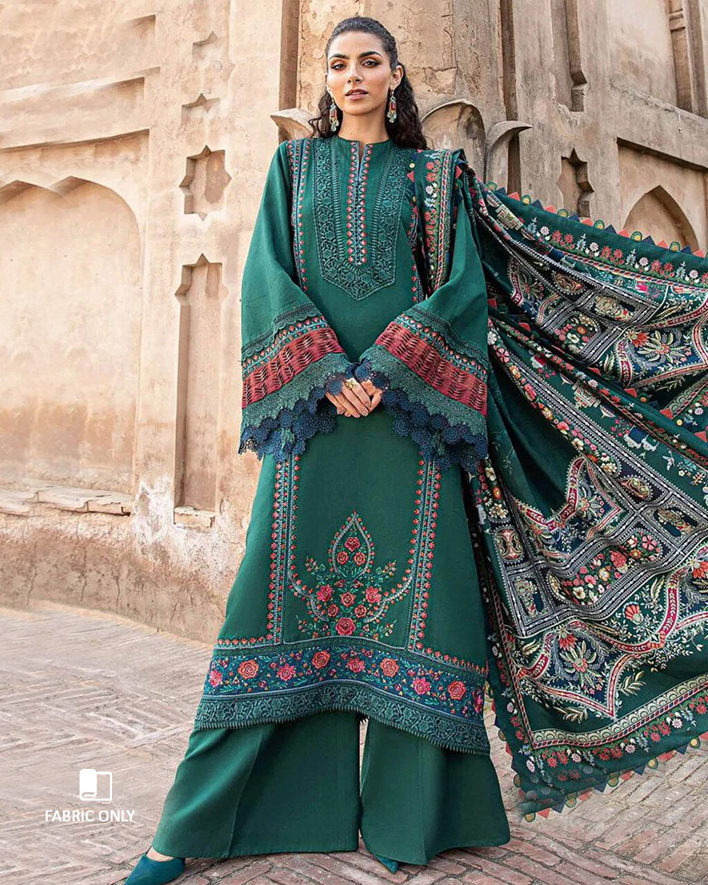 Country Meadow Green Premium Rayon Semi-Stitched Dress Material