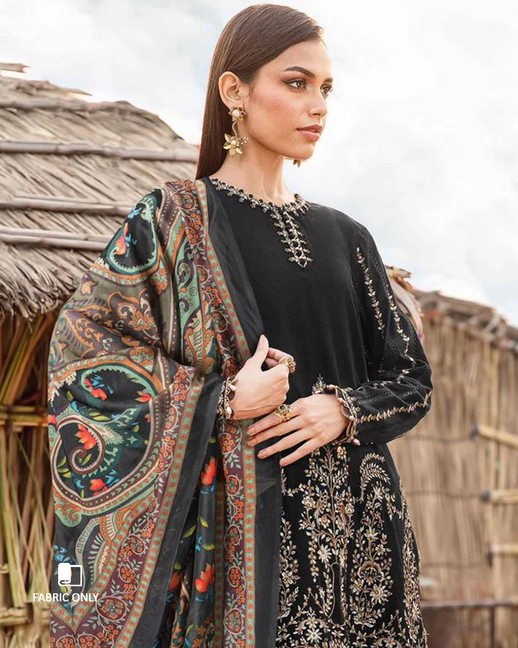 Ruined Smores Black Premium Rayon Semi-Stitched Dress Material