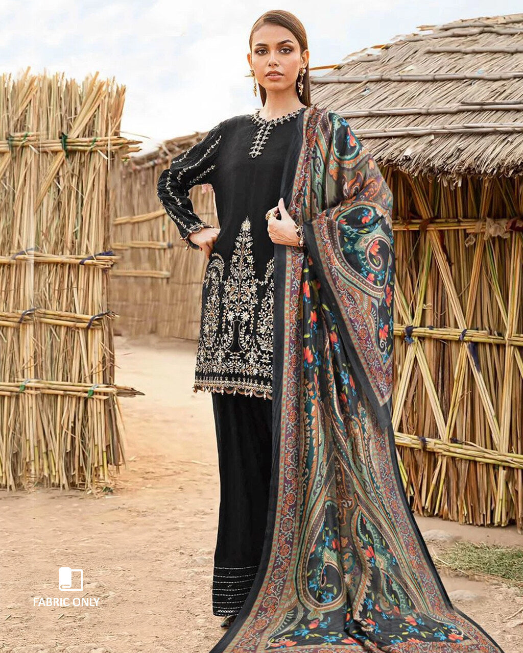 Ruined Smores Black Premium Rayon Semi-Stitched Dress Material